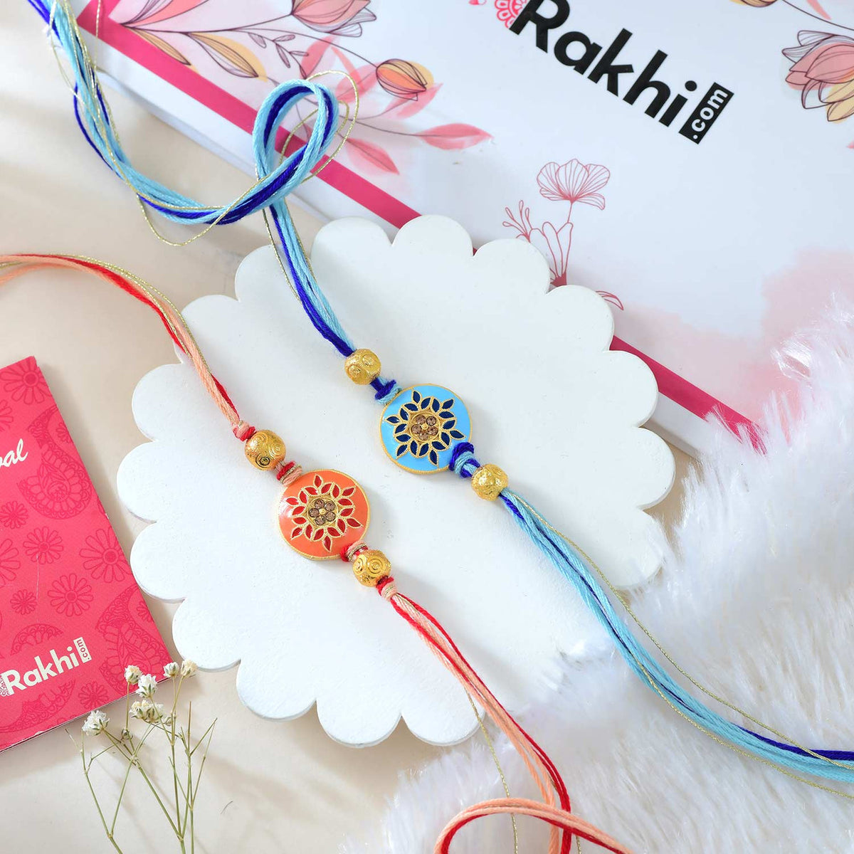 Two Rakhi with Soan Papdi and Kaju Katli Sweet