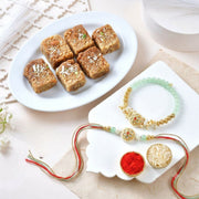 Exquisite Bhaiya Bhabhi Meenakari Rakhi Set with Milk Cake