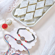 Designer Rakhi & Bracelet Combo with Kaju Katli