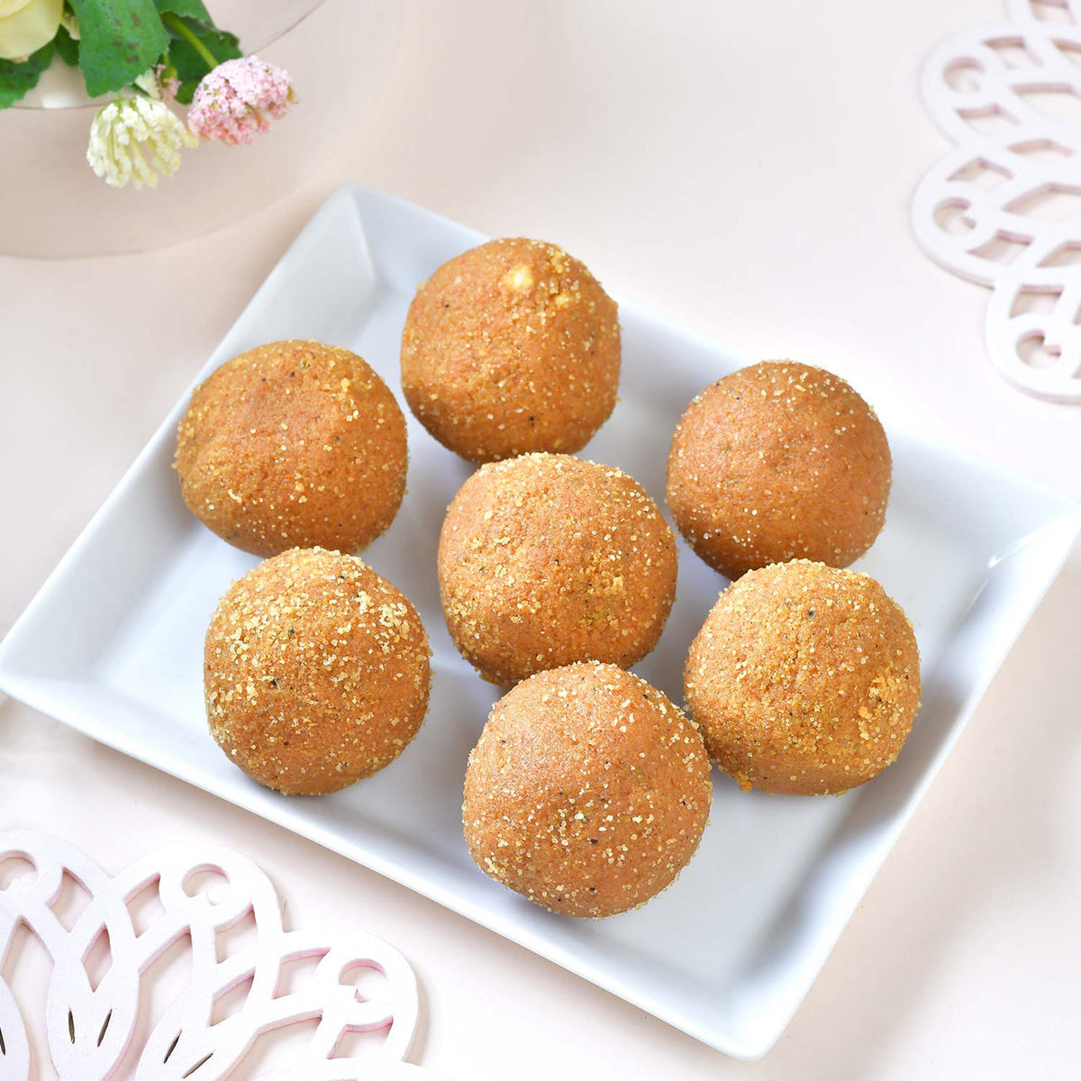 Set of 2 Designer Rakhis with Besan Ladoo