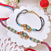 Royal Elephant Rakhi & Bracelet Combo Set
