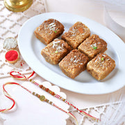 Sacred Rudraksha Rakhi Set with Milk Cake