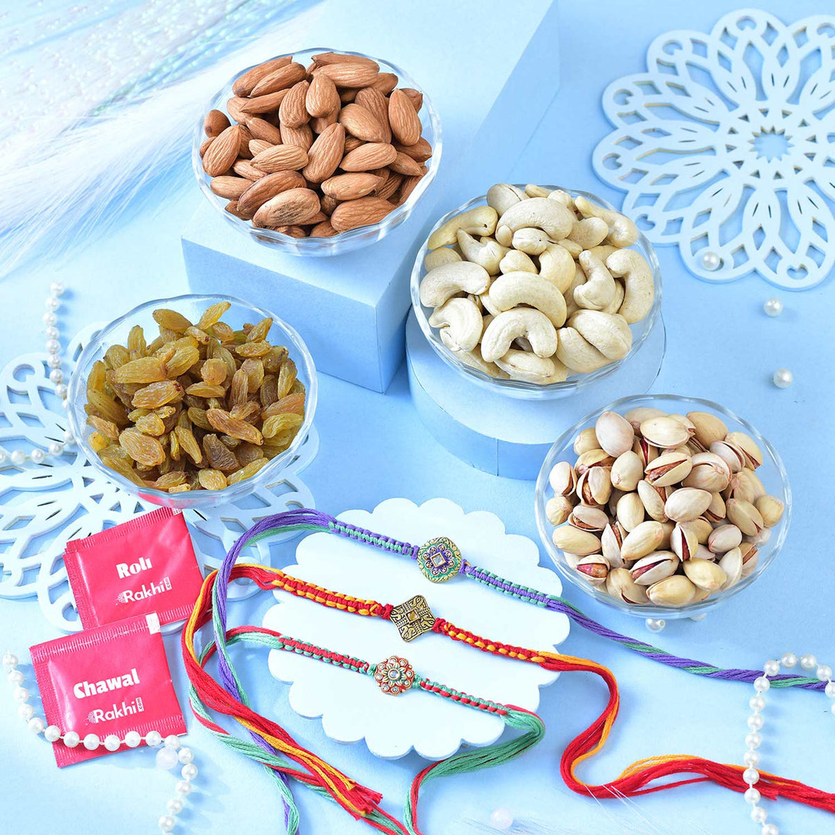 Designer Rakhi Set with Mixed Dry Fruits