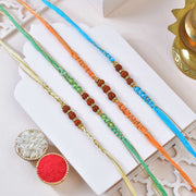 Set of 4 Colorful Rudraksha Rakhi Collection