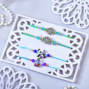 Elegant Meenakari & Kids Character 4pc Family Rakhi Set