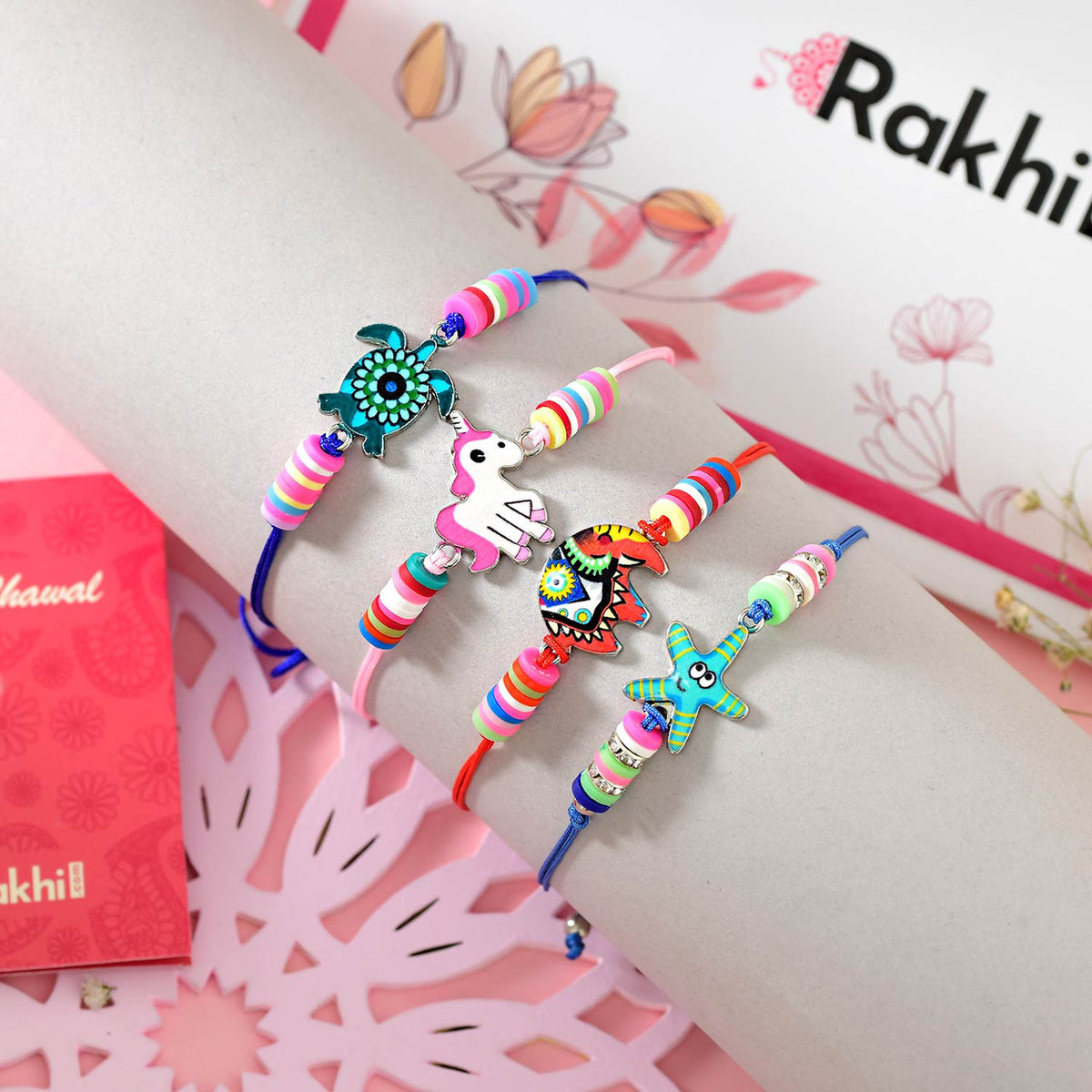 Set of 4 Adorable Kids Rakhi