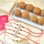 Divine Ik Onkar & Khanda Family Rakhi Set with Besan Laddoo