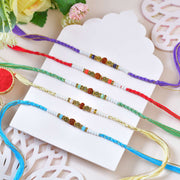 Set of 5 Rudraksha & Pearl Designer Rakhi Collection