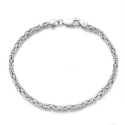 Italian 925 Sterling Silver Handmade Flat Byzantine Link Bracelet