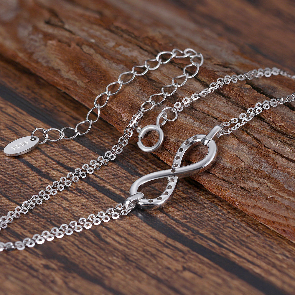 925 Sterling Silver Infinity CZ Double-Layer Bracelet