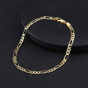 18K Gold Plated Diamond-Cut Figaro Link Bracelet