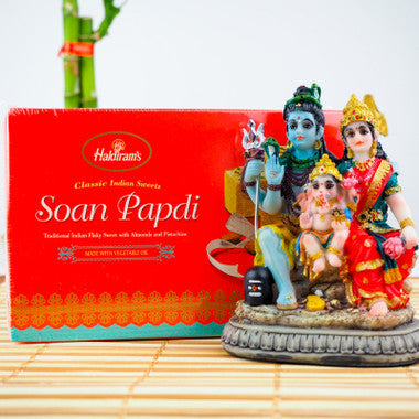 Divine Shiv Parvati Idol with Soan Papdi