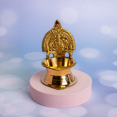 Brass Laxmi Diya with Dry Fruits